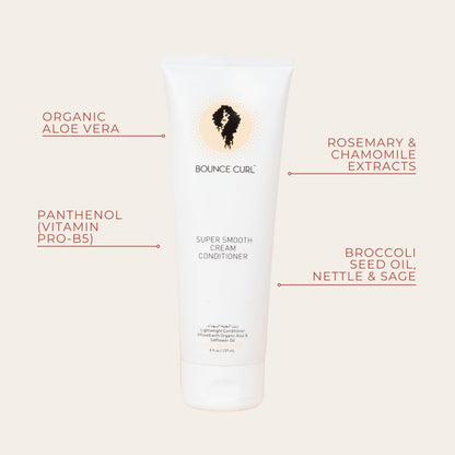 Bounce Curl Super Smooth Cream Conditioner - Lightweight Hydrating Conditioner with Aloe & Safflower Oil for Fine & Medium Hair - Color Safe & Vegan (8 oz) Avelisse