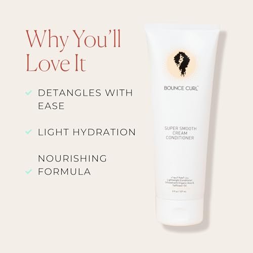 Bounce Curl Super Smooth Cream Conditioner - Lightweight Hydrating Conditioner with Aloe & Safflower Oil for Fine & Medium Hair - Color Safe & Vegan (8 oz) Avelisse