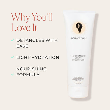 Bounce Curl Super Smooth Cream Conditioner - Lightweight Hydrating Conditioner with Aloe & Safflower Oil for Fine & Medium Hair - Color Safe & Vegan (8 oz) Avelisse