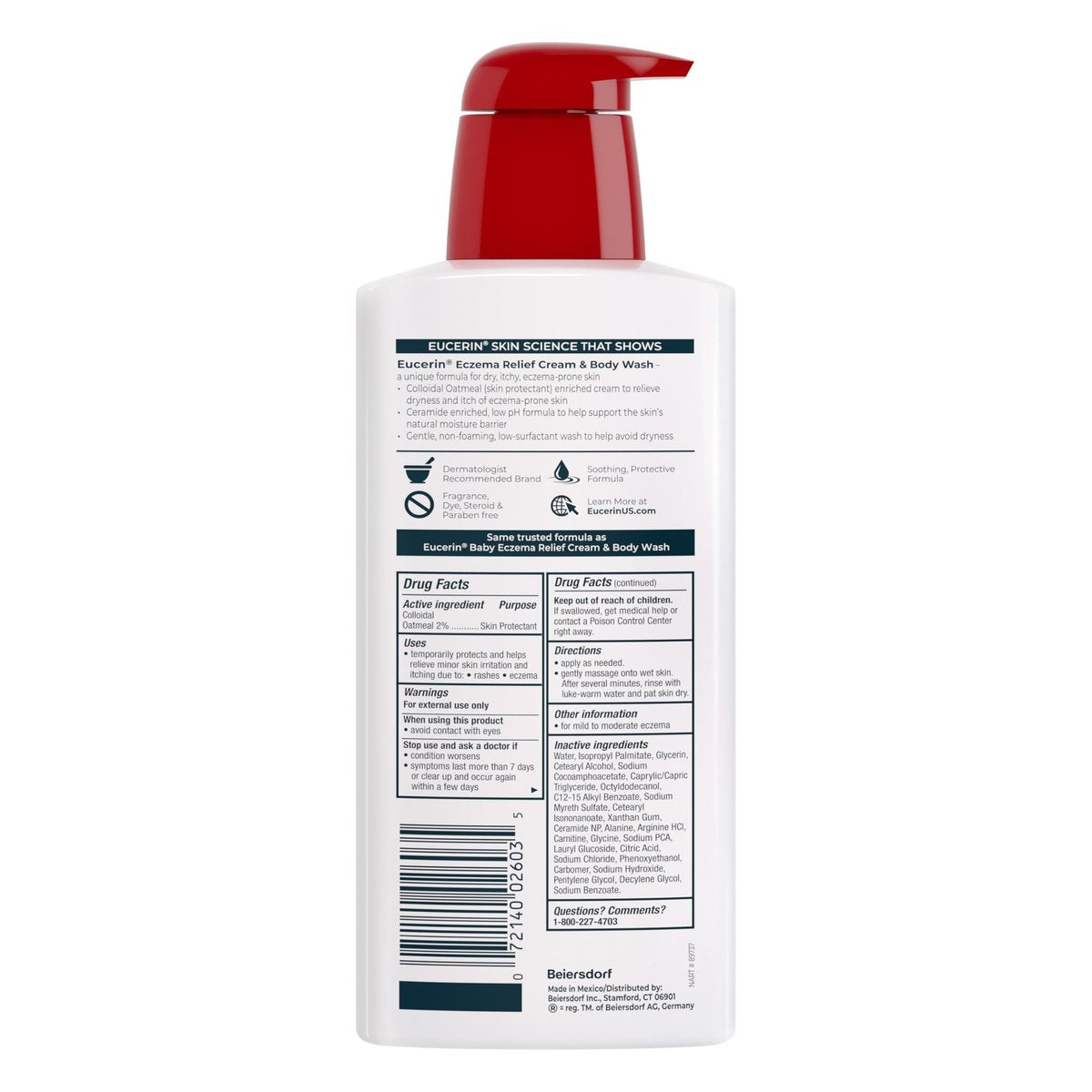 Eucerin Eczema Relief Cream Body Wash - Soothing Body Wash with Colloidal Oatmeal, Ceramide-3 & Licorice Root Extract, 13.5 Fl Oz Avelisse