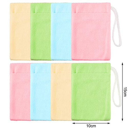 Microfiber Soap Saver Bags - 8 Pack Exfoliating Soap Pouch with Hanging Loop (4 Colors) Avelisse
