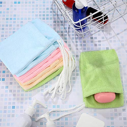 Microfiber Soap Saver Bags - 8 Pack Exfoliating Soap Pouch with Hanging Loop (4 Colors) Avelisse