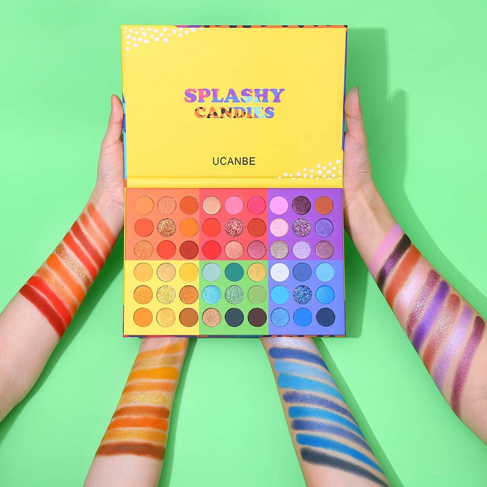 UCANBE 54 Colors Splashy Candies Eyeshadow Palette - Highly Pigmented Matte, Shimmer & Glitter Rainbow Eyeshadow - Long Lasting, Waterproof, Blendable Makeup Palette - görsel 9