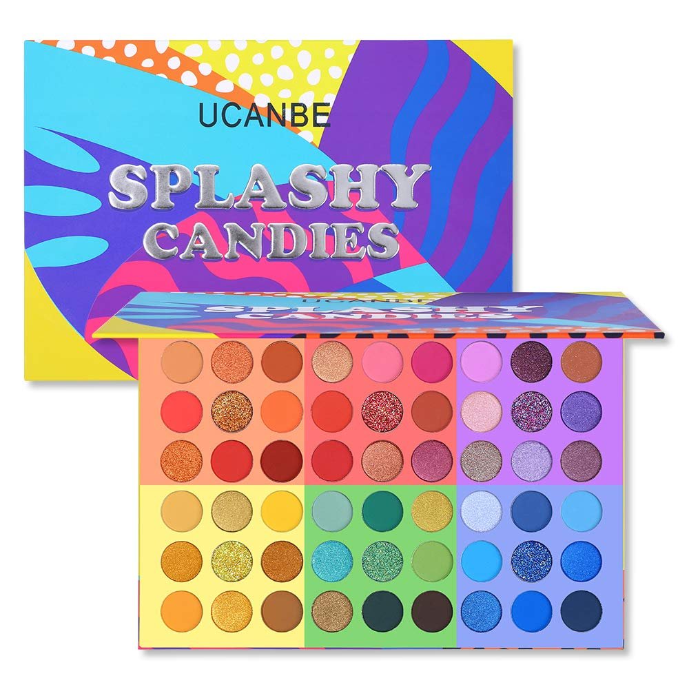 UCANBE 54 Colors Splashy Candies Eyeshadow Palette - Highly Pigmented Matte, Shimmer & Glitter Rainbow Eyeshadow - Long Lasting, Waterproof, Blendable Makeup Palette - görsel 1