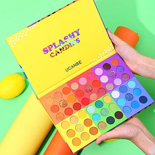UCANBE 54 Colors Splashy Candies Eyeshadow Palette - Highly Pigmented Matte, Shimmer & Glitter Rainbow Eyeshadow - Long Lasting, Waterproof, Blendable Makeup Palette - görsel 6