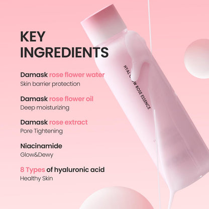 DERMALOGY by Neogen Hyal Glow Rose Essence - Hydrating Essence with 74% Damask Rose Water & Flower Oil & Extract, 160ml Avelisse