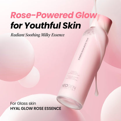 DERMALOGY by Neogen Hyal Glow Rose Essence - Hydrating Essence with 74% Damask Rose Water & Flower Oil & Extract, 160ml Avelisse