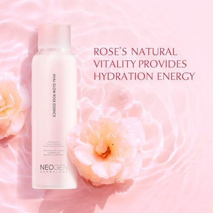 DERMALOGY by Neogen Hyal Glow Rose Essence - Hydrating Essence with 74% Damask Rose Water & Flower Oil & Extract, 160ml Avelisse