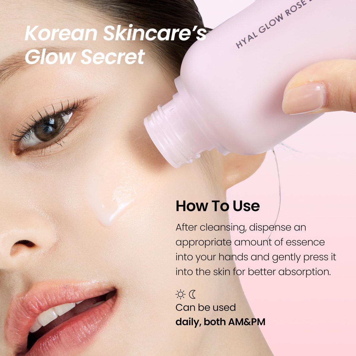 DERMALOGY by Neogen Hyal Glow Rose Essence - Hydrating Essence with 74% Damask Rose Water & Flower Oil & Extract, 160ml Avelisse
