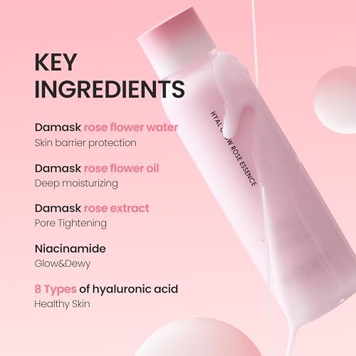DERMALOGY by Neogen Hyal Glow Rose Essence - Hydrating Essence with 74% Damask Rose Water & Flower Oil & Extract, 160ml Avelisse