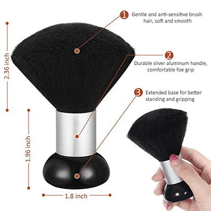 Patelai 3-Pack Barber Neck Duster Brush for Hair Cutting – Large Neck Duster with Plastic Handle Grip for Sweeping Hair Around Face – Barber Accessories and Cleaning Supplies