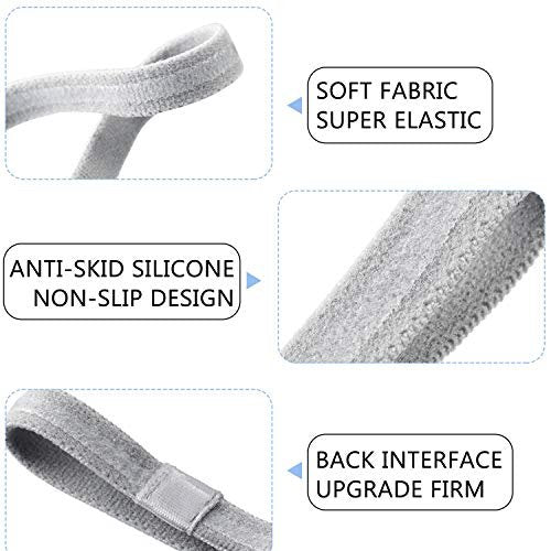 Sumind 4-Pack Thick Non-Slip Elastic Sport Headbands for Women and Men - Black & Gray - görsel 8