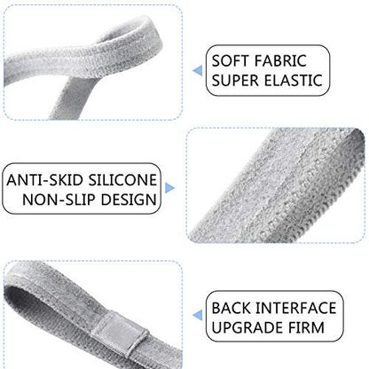Sumind 4-Pack Thick Non-Slip Elastic Sport Headbands for Women and Men - Black & Gray