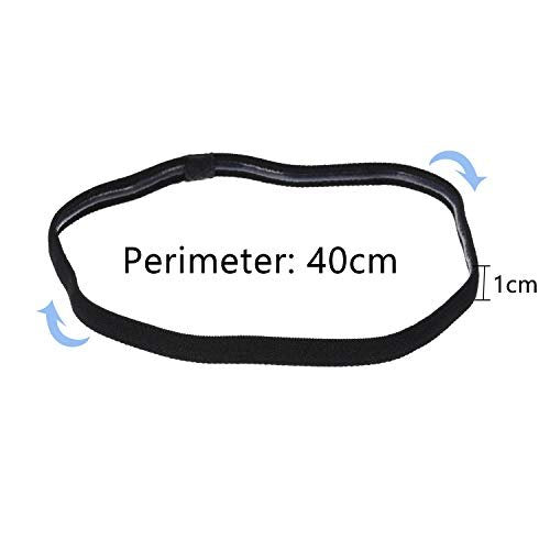 Sumind 4-Pack Thick Non-Slip Elastic Sport Headbands for Women and Men - Black & Gray - görsel 6