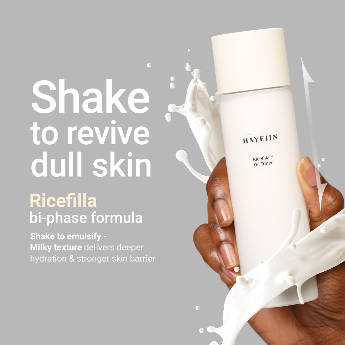 HAYEJIN RiceFila Milk Toner for Glass Skin – 2-in-1 Hydrating Korean Rice Toner with Niacinamide, 8 Hyaluronic Acids & 6 Peptides – Dual Phase Lightweight Rice Bran Facial Toner 5.07 fl oz Avelisse