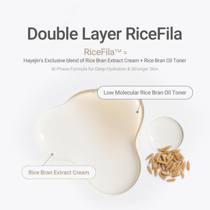 HAYEJIN RiceFila Milk Toner for Glass Skin – 2-in-1 Hydrating Korean Rice Toner with Niacinamide, 8 Hyaluronic Acids & 6 Peptides – Dual Phase Lightweight Rice Bran Facial Toner 5.07 fl oz Avelisse