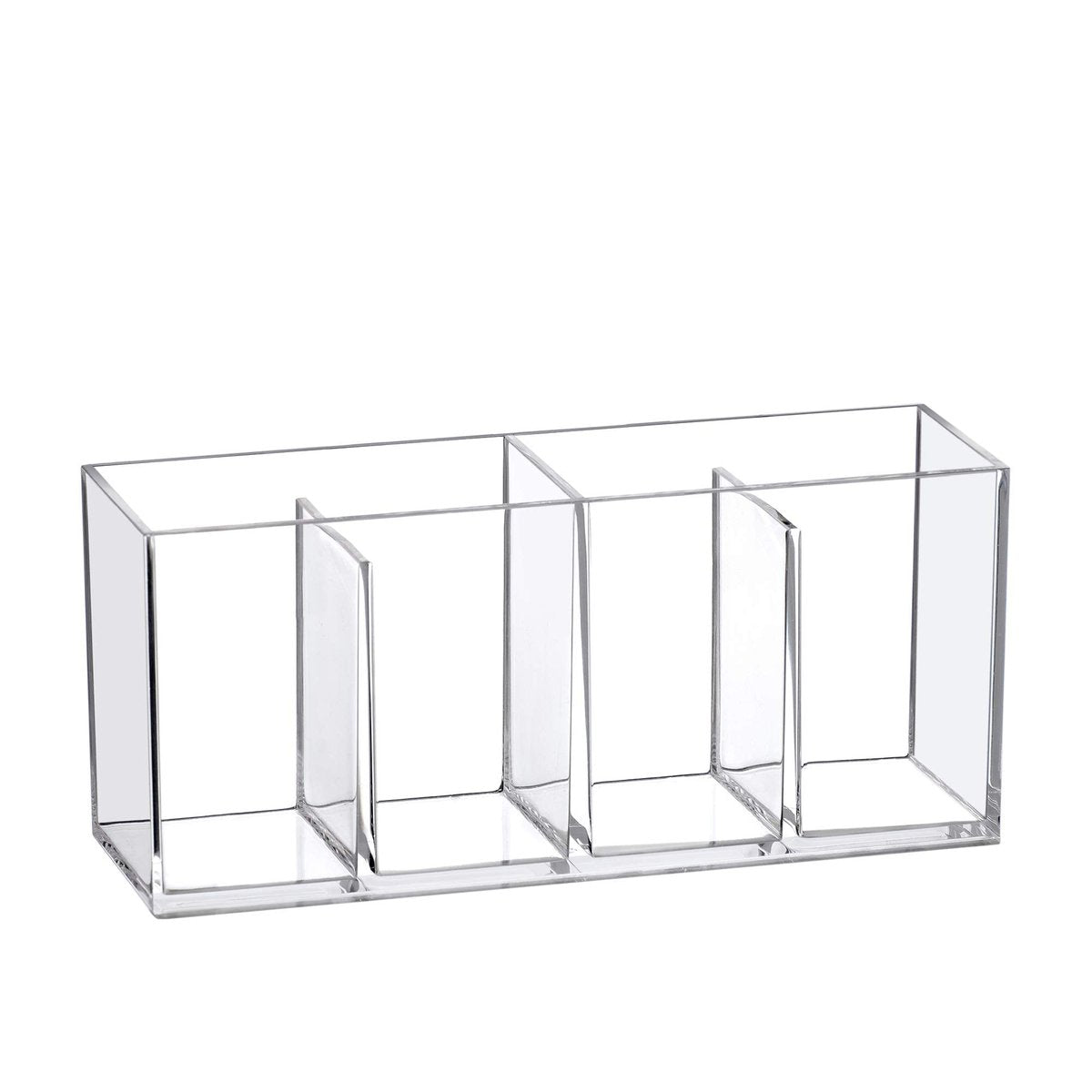 Amazing Abby Glamour Acrylic 4-Compartment Makeup Organizer – Clear Transposable Brush Holder for Bathroom Vanity Avelisse