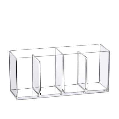 Amazing Abby Glamour Acrylic 4-Compartment Makeup Organizer – Clear Transposable Brush Holder for Bathroom Vanity Avelisse