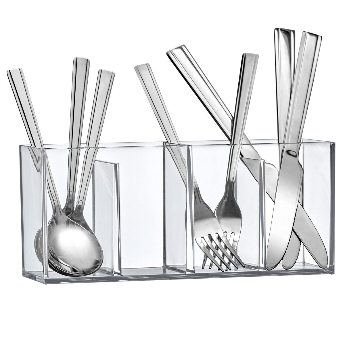 Amazing Abby Glamour Acrylic 4-Compartment Makeup Organizer – Clear Transposable Brush Holder for Bathroom Vanity Avelisse