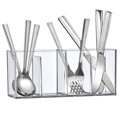 Amazing Abby Glamour Acrylic 4-Compartment Makeup Organizer – Clear Transposable Brush Holder for Bathroom Vanity Avelisse