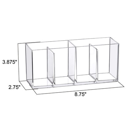 Amazing Abby Glamour Acrylic 4-Compartment Makeup Organizer – Clear Transposable Brush Holder for Bathroom Vanity Avelisse