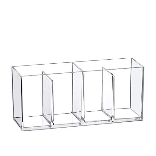 Amazing Abby Glamour Acrylic 4-Compartment Makeup Organizer – Clear Transposable Brush Holder for Bathroom Vanity Avelisse