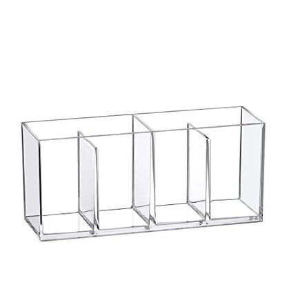 Amazing Abby Glamour Acrylic 4-Compartment Makeup Organizer – Clear Transposable Brush Holder for Bathroom Vanity Avelisse