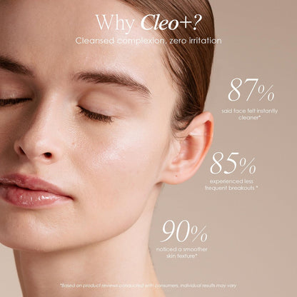 Cleo+ Sonic Facial Cleansing Brush by Project E Beauty - Gentle Exfoliating Silicone Face Wash Brush, Waterproof & Travel Size