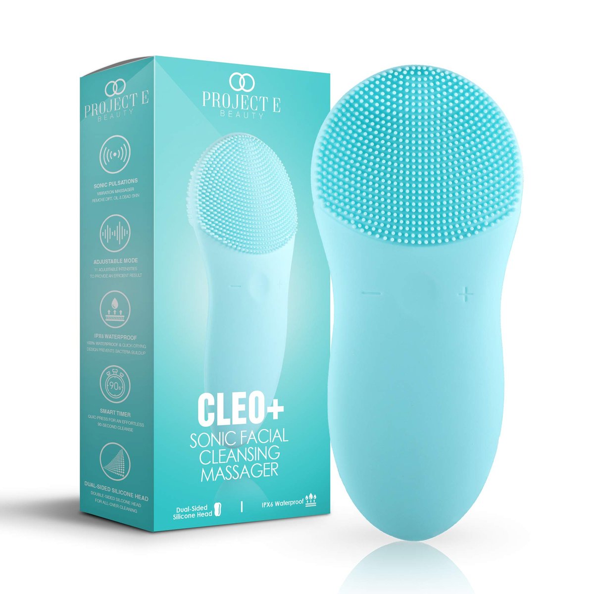 Cleo+ Sonic Facial Cleansing Brush by Project E Beauty - Gentle Exfoliating Silicone Face Wash Brush, Waterproof & Travel Size - görsel 1