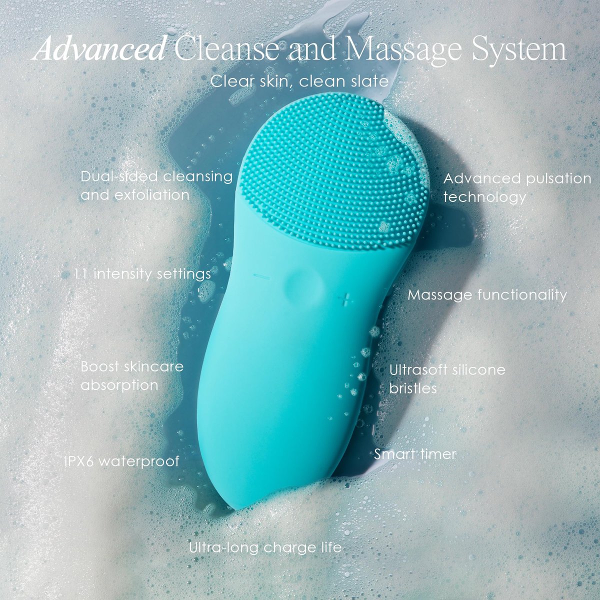 Cleo+ Sonic Facial Cleansing Brush by Project E Beauty - Gentle Exfoliating Silicone Face Wash Brush, Waterproof & Travel Size - görsel 9
