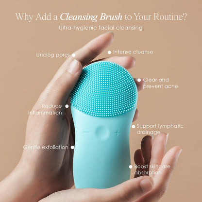 Cleo+ Sonic Facial Cleansing Brush by Project E Beauty - Gentle Exfoliating Silicone Face Wash Brush, Waterproof & Travel Size
