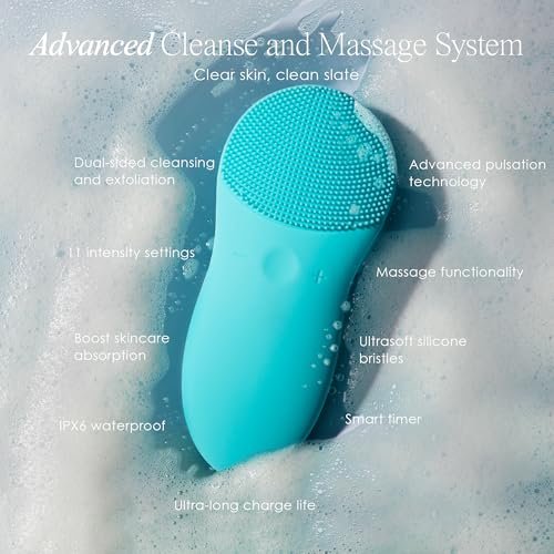 Cleo+ Sonic Facial Cleansing Brush by Project E Beauty - Gentle Exfoliating Silicone Face Wash Brush, Waterproof & Travel Size - görsel 10