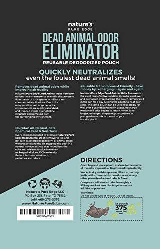 Nature's Pure Edge Dead Animal Smell Eliminator Pouch – Fragrance-Free Activated Charcoal Odor Absorber with Specialized Zeolite – for Attics, Walls, Crawlspaces – XL Covers 375 Sq Ft – Pet & Kid Safe - görsel 10