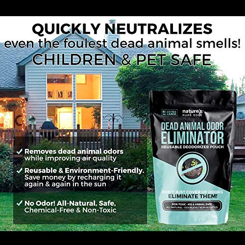 Nature's Pure Edge Dead Animal Smell Eliminator Pouch – Fragrance-Free Activated Charcoal Odor Absorber with Specialized Zeolite – for Attics, Walls, Crawlspaces – XL Covers 375 Sq Ft – Pet & Kid Safe - görsel 6