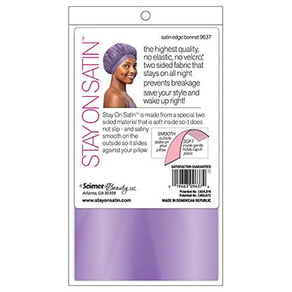 Stay On Satin Satin Edge Bonnet - Black - Premium Satin Shower Cap for Hair Protection