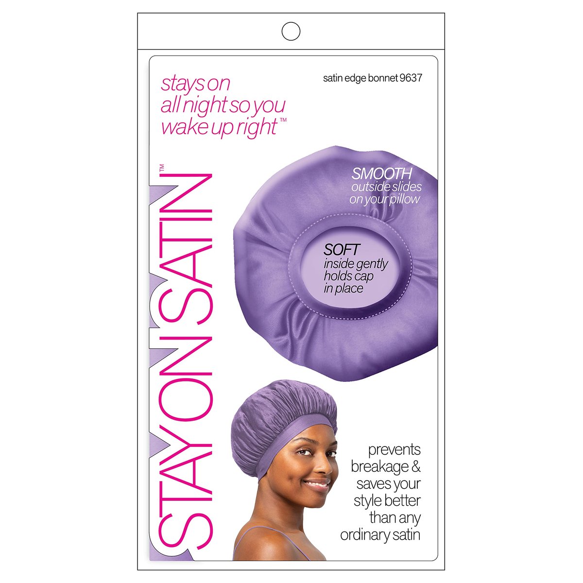Stay On Satin Satin Edge Bonnet - Black - Premium Satin Shower Cap for Hair Protection - görsel 3