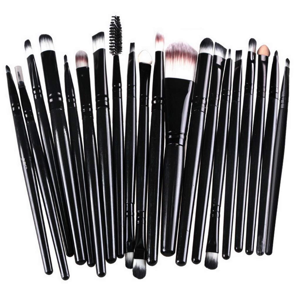 ZHIYE 20-Piece Professional Makeup Brush Set - Black Travel-Friendly Kit for Foundation, Concealer, Eyeshadow & More - görsel 2