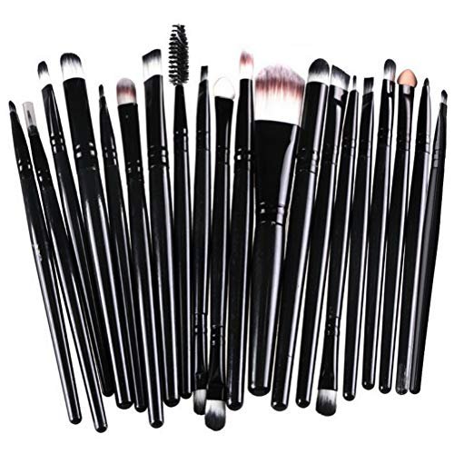 ZHIYE 20-Piece Professional Makeup Brush Set - Black Travel-Friendly Kit for Foundation, Concealer, Eyeshadow & More - görsel 1