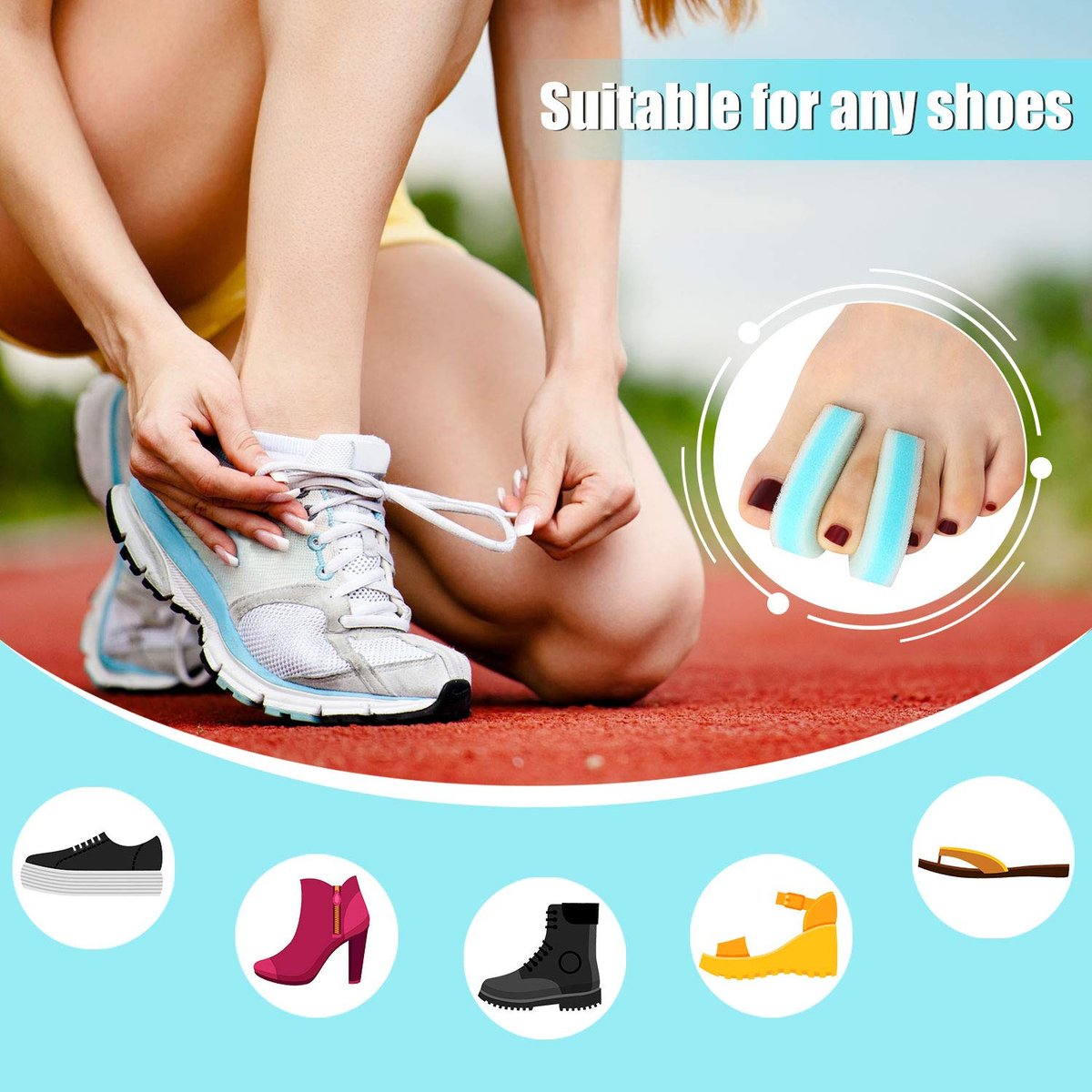 Mudder 16-Piece Foam Toe Spacers for Women & Men – 3-Layer Toe Separators for Overlapping Toes, Hammer Toe Relief & Corn Prevention - görsel 5