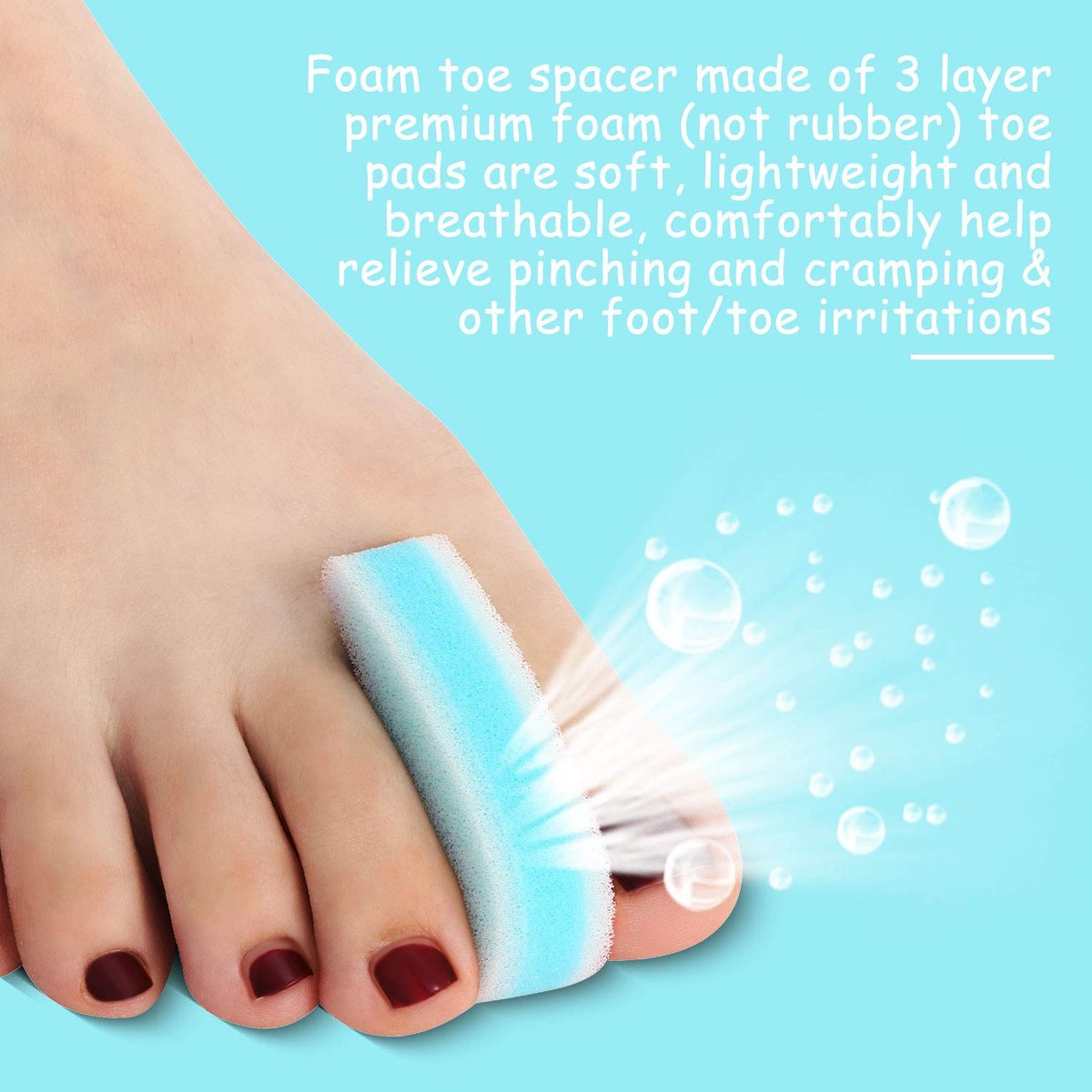 Mudder 16-Piece Foam Toe Spacers for Women & Men – 3-Layer Toe Separators for Overlapping Toes, Hammer Toe Relief & Corn Prevention - görsel 7