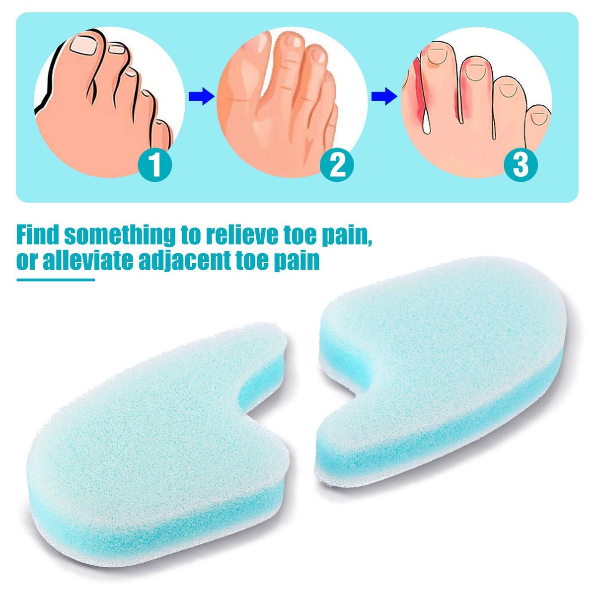 Mudder 16-Piece Foam Toe Spacers for Women & Men – 3-Layer Toe Separators for Overlapping Toes, Hammer Toe Relief & Corn Prevention - görsel 3