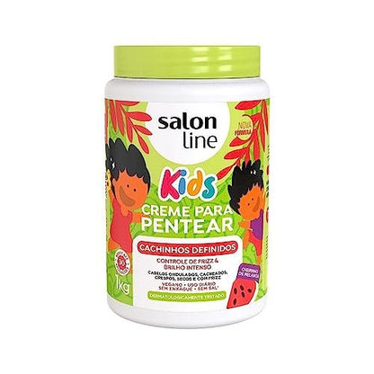 KPOCUN Salon Line Curl Defining Leave-In Cream for Kids - Frizz Control & Intense Shine - Vegan - 1 kg - Ideal for Wavy, Curly & Coily Hair Avelisse