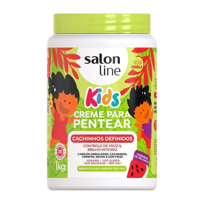 KPOCUN Salon Line Curl Defining Leave-In Cream for Kids - Frizz Control & Intense Shine - Vegan - 1 kg - Ideal for Wavy, Curly & Coily Hair Avelisse