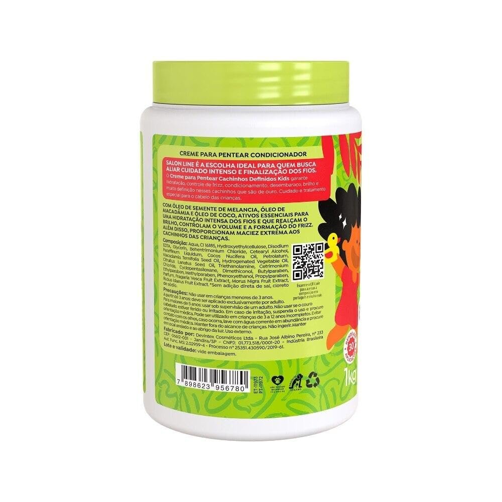 KPOCUN Salon Line Curl Defining Leave-In Cream for Kids - Frizz Control & Intense Shine - Vegan - 1 kg - Ideal for Wavy, Curly & Coily Hair Avelisse