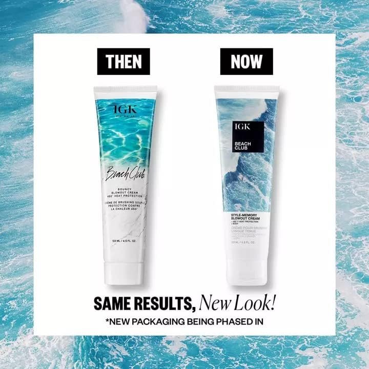 IGK BEACH CLUB Style-Memory Blowout Cream - Volume, Bounce & Heat Protection - Vegan & Cruelty Free - 4.5 oz Avelisse