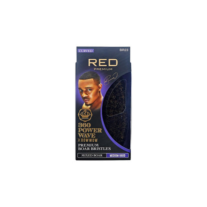 Red by Kiss 360 Power Wave X Bow Wow Premium Boar Bristles Palm Brush - Medium-Hard