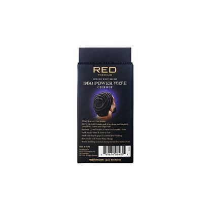 Red by Kiss 360 Power Wave X Bow Wow Premium Boar Bristles Palm Brush - Medium-Hard