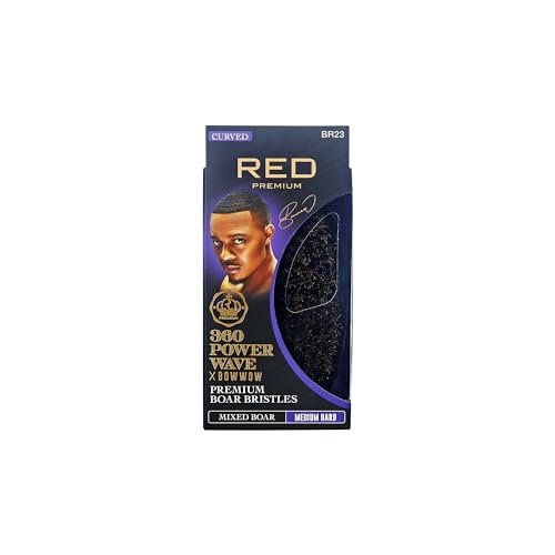 Red by Kiss 360 Power Wave X Bow Wow Premium Boar Bristles Palm Brush - Medium-Hard - görsel 2