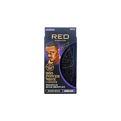 Red by Kiss 360 Power Wave X Bow Wow Premium Boar Bristles Palm Brush - Medium-Hard