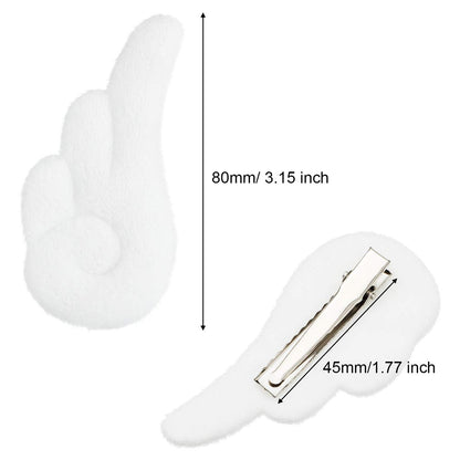 WILLBOND 3 Pairs Angel Hair Clips - Christmas Cute Leather Hair Barrettes for Women and Girls
